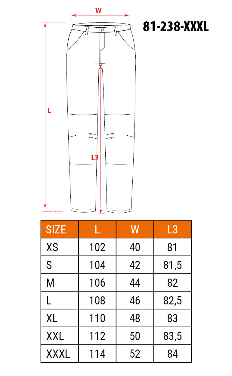 Pracovné nohavice HD Slim, veľkosť pásu XXXL od NEO TOOLS nájdeš na naravis.sk