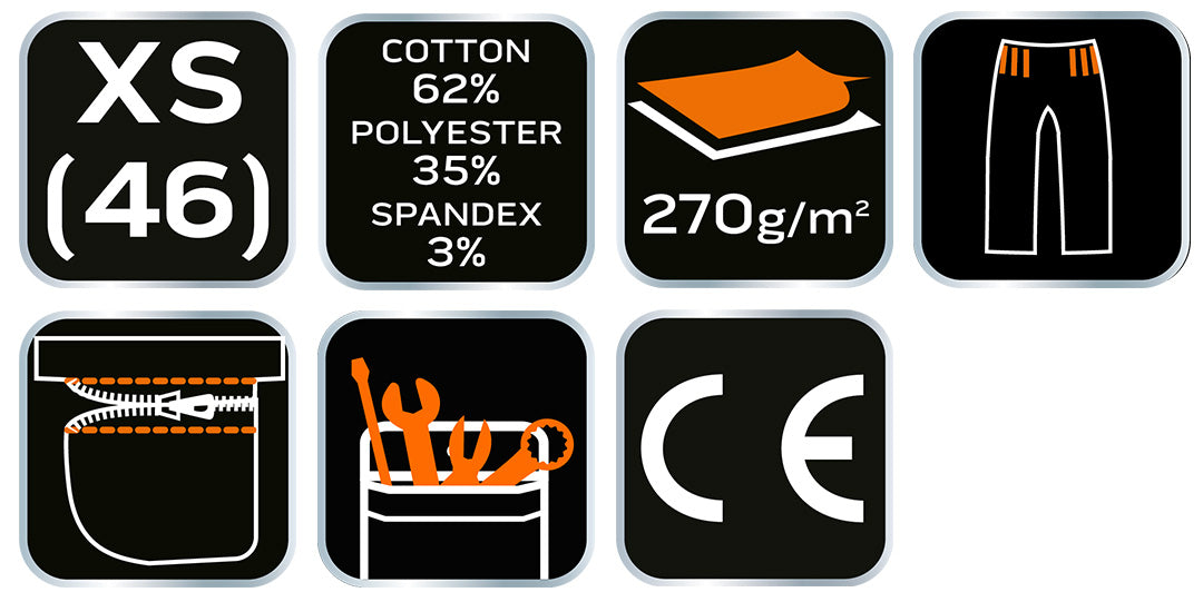 Krátke šortky PREMIUM, 62% bavlna, 35% polyester, 3% elastan, veľkosť XS od NEO TOOLS nájdeš na naravis.sk