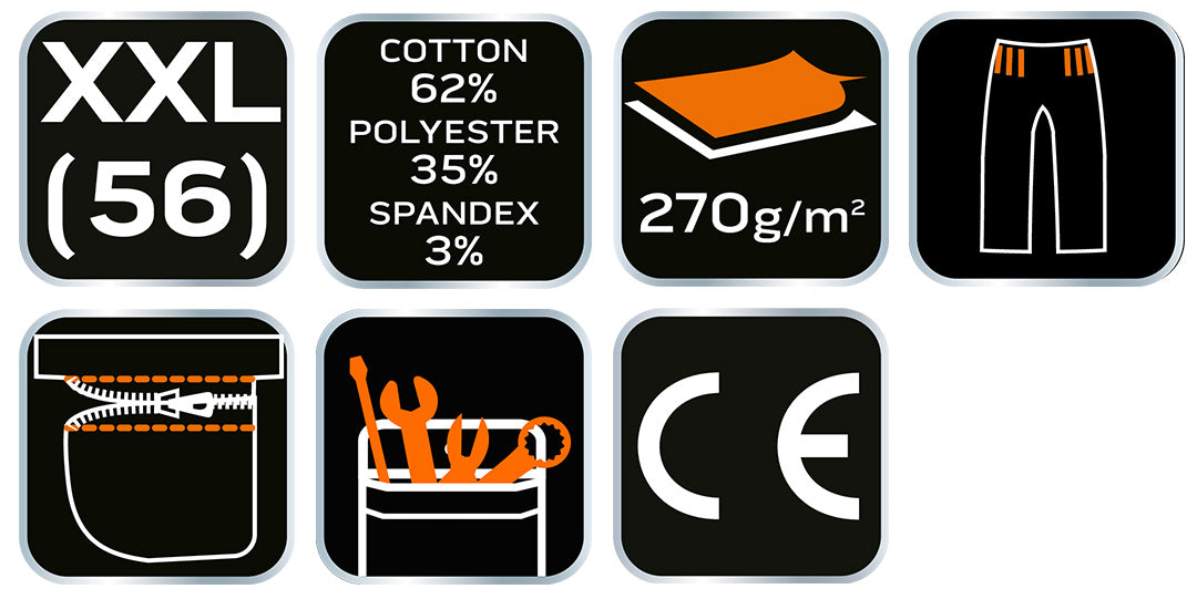 Krátke šortky PREMIUM, 62% bavlna, 35% polyester, 3% elastan, veľkosť XXL od NEO TOOLS nájdeš na naravis.sk