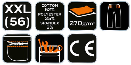 Krátke šortky PREMIUM, 62% bavlna, 35% polyester, 3% elastan, veľkosť XXL od NEO TOOLS nájdeš na naravis.sk
