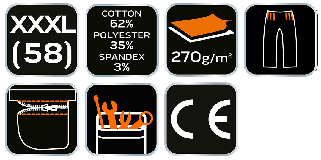 Krátke šortky PREMIUM, 62% bavlna, 35% polyester, 3% elastan, veľkosť XXXL od NEO TOOLS nájdeš na naravis.sk
