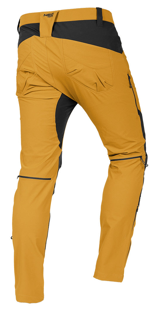 Pracovné nohavice OUTDOOR, 4-cestný elastický materiál, horčicová farba, veľkosť S od NEO TOOLS nájdeš na naravis.sk