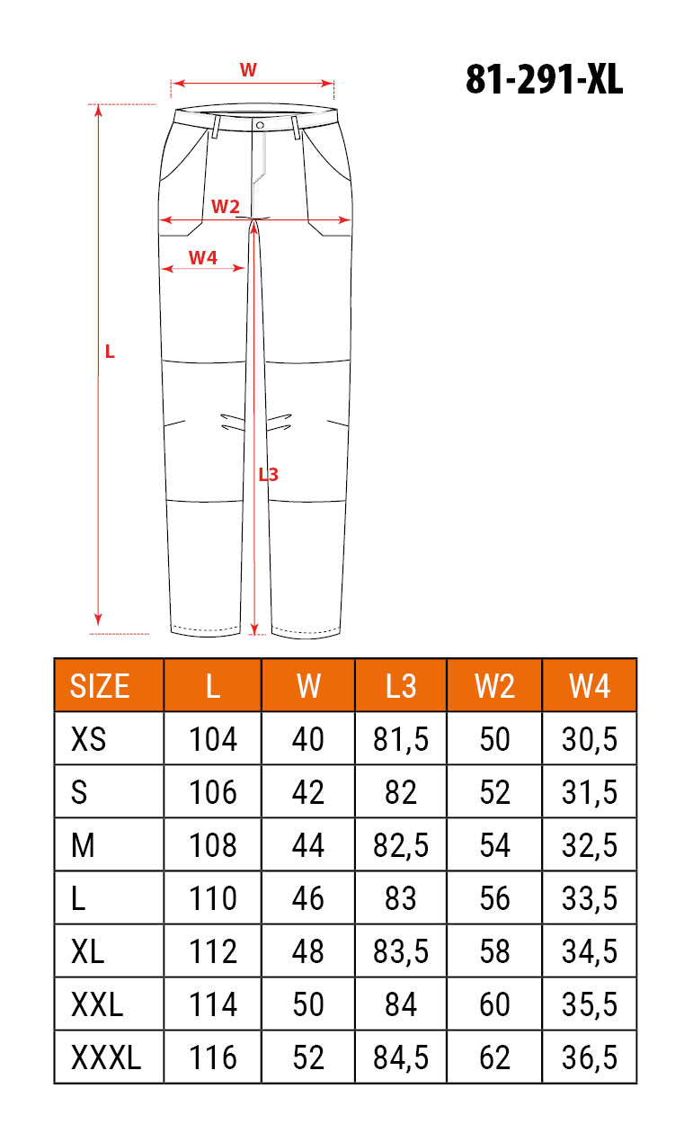 Pracovné nohavice OUTDOOR, 4-cestný elastický materiál, horčicová farba, veľkosť XL od NEO TOOLS nájdeš na naravis.sk