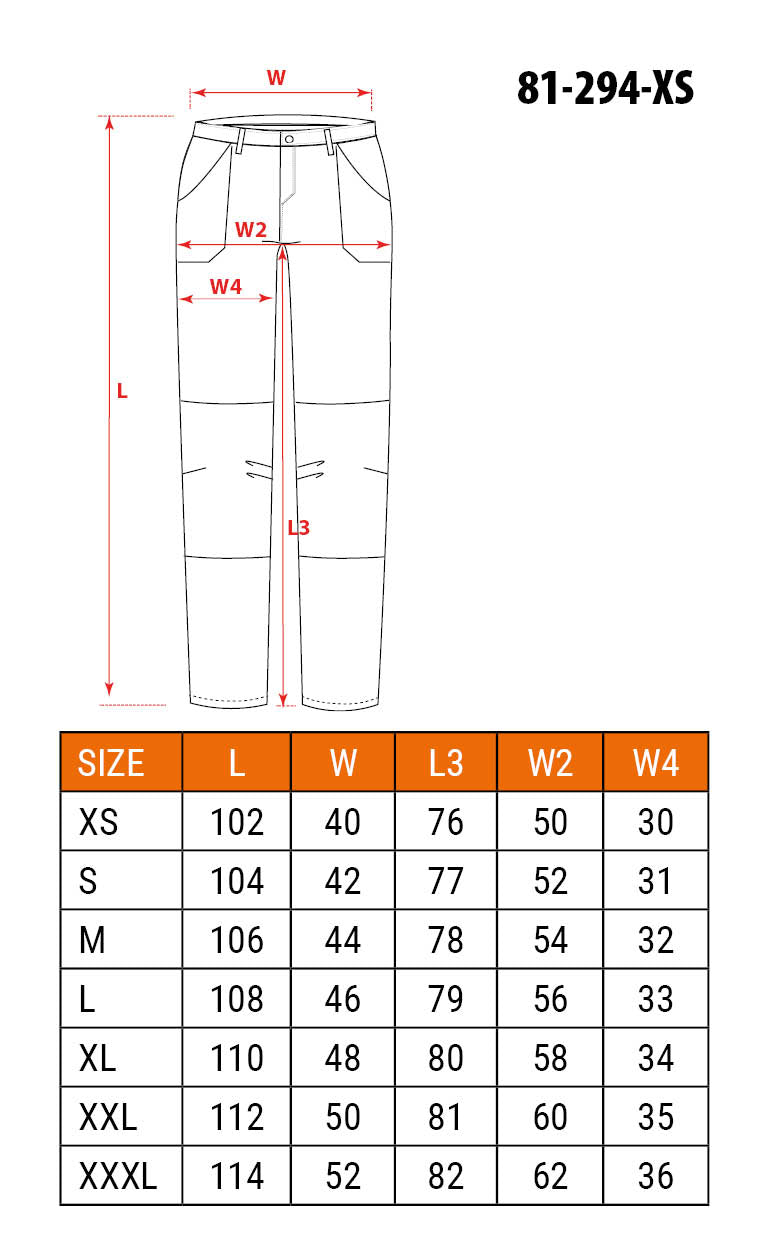 Pracovné nohavice OUTDOOR, 4-cestný elastický materiál, holubica, veľkosť XS od NEO TOOLS nájdeš na naravis.sk