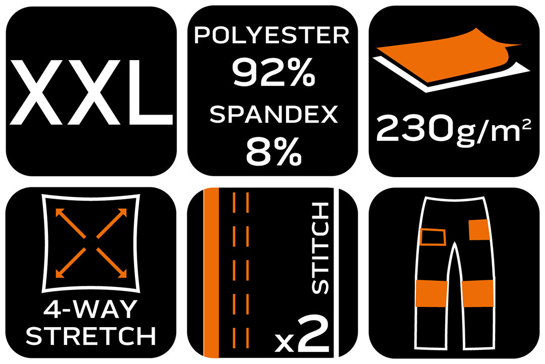 Pracovné nohavice Mix&Match, 4-cestný elastický materiál, čierno-zelené, veľkosť XXL od NEO TOOLS nájdeš na naravis.sk