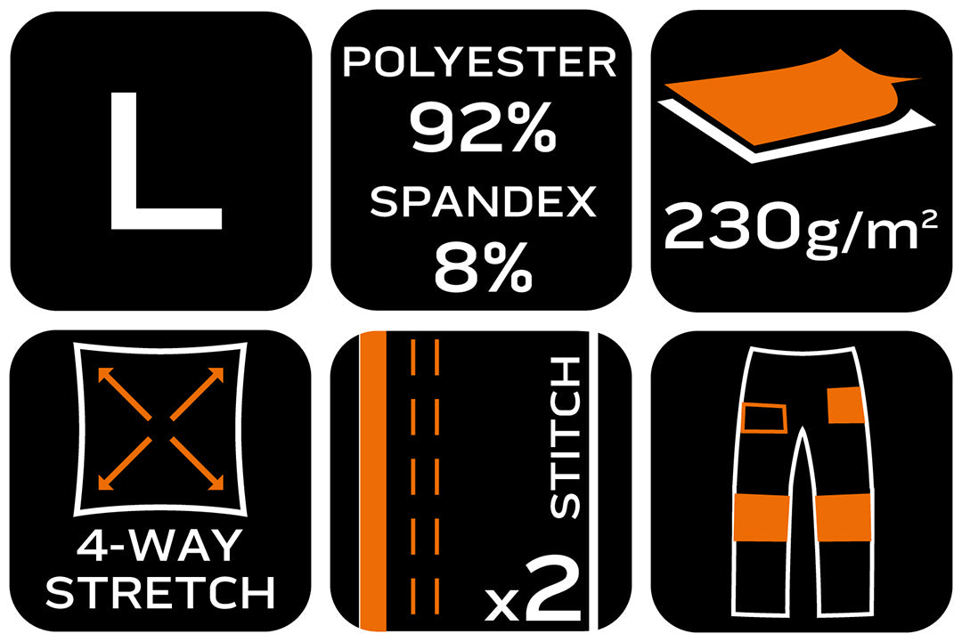 Pracovné nohavice Mix&Match, 4-cestný elastický materiál, tmavomodro-zelené, veľkosť L od NEO TOOLS nájdeš na naravis.sk