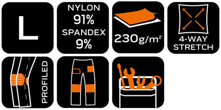 Pracovné nohavice Mix&Match, 4-cestný elastický materiál, s puzdrami, Cordura, šedá/čierna, veľkosť L od NEO TOOLS nájdeš na naravis.sk