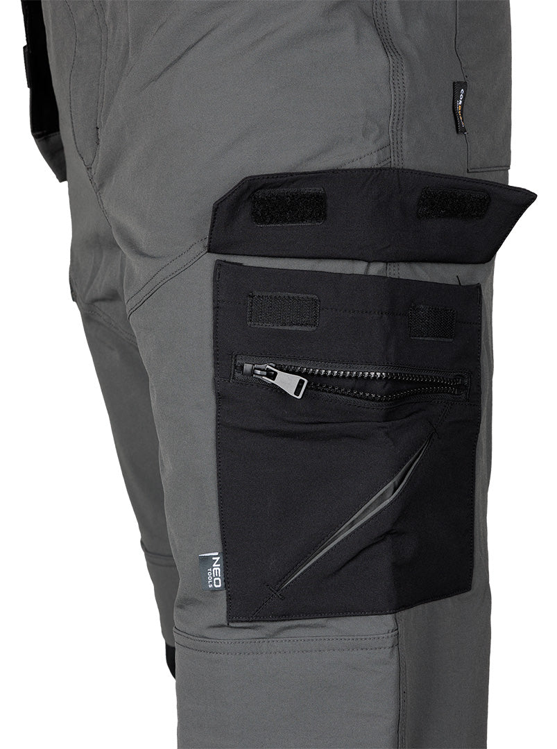 Pracovné nohavice Mix&Match, 4-cestný elastický materiál, s puzdrami, Cordura, šedá/čierna, veľkosť XXXL od NEO TOOLS nájdeš na naravis.sk