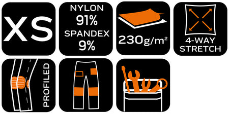 Pracovné nohavice Mix&Match, 4-cestný streč, s puzdrami, Cordura, béžová a čierna, veľkosť XS od NEO TOOLS nájdeš na naravis.sk