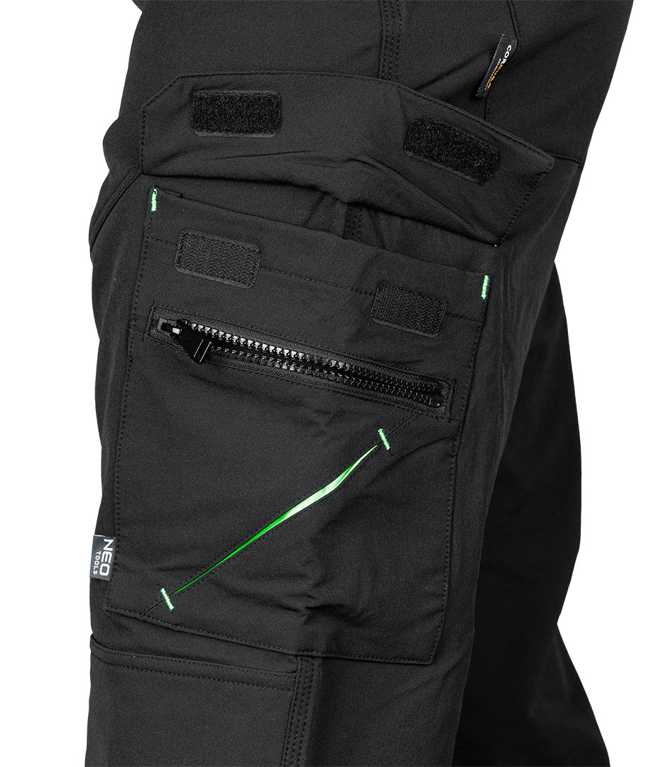 Pracovné nohavice Mix&Match, 4-cestný streč, s puzdrami, Cordura, čierne, veľkosť XXL od NEO TOOLS nájdeš na naravis.sk