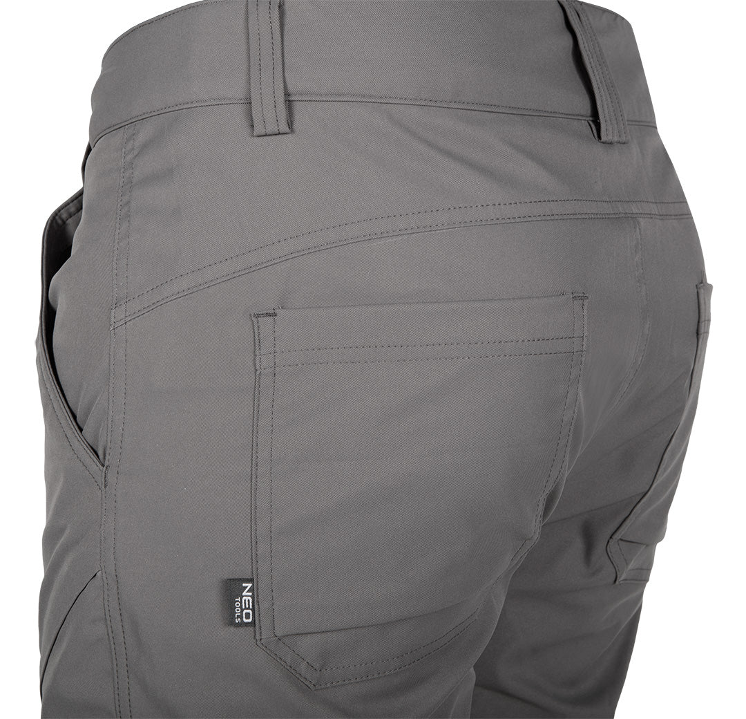 Pracovné nohavice OUTDOOR, 2-cestný elastický materiál, sivé, veľkosť L od NEO TOOLS nájdeš na naravis.sk