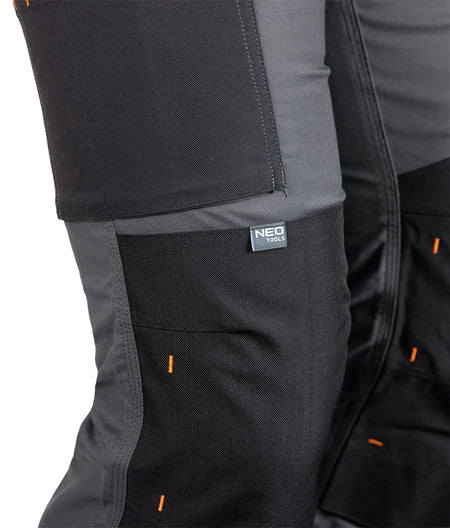 Pracovné nohavice Mix&Match, plátno, výstuhy Cordura, sivá/čierna, veľkosť S od NEO TOOLS nájdeš na naravis.sk