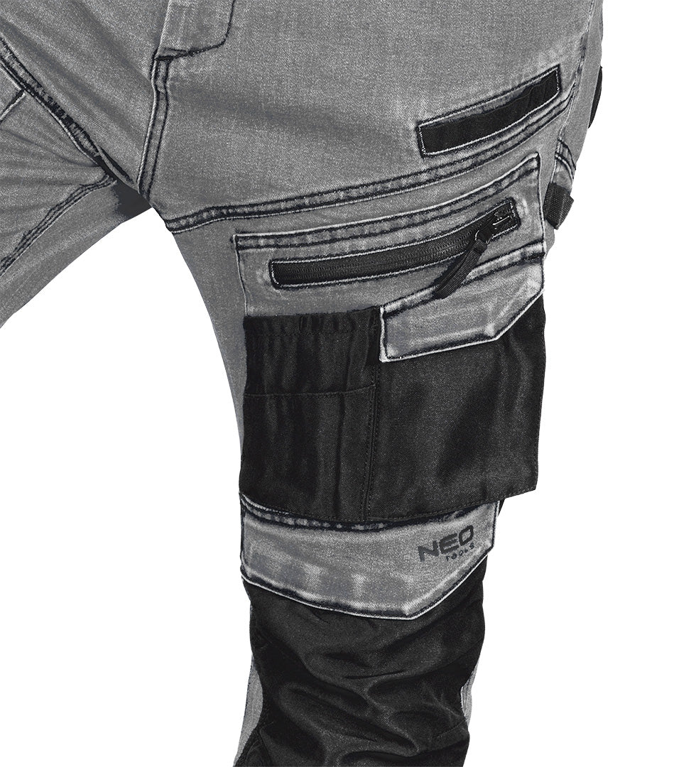 Pracovné nohavice DENIM, Oxfordská výstuž, sivé, veľkosť S od NEO TOOLS nájdeš na naravis.sk