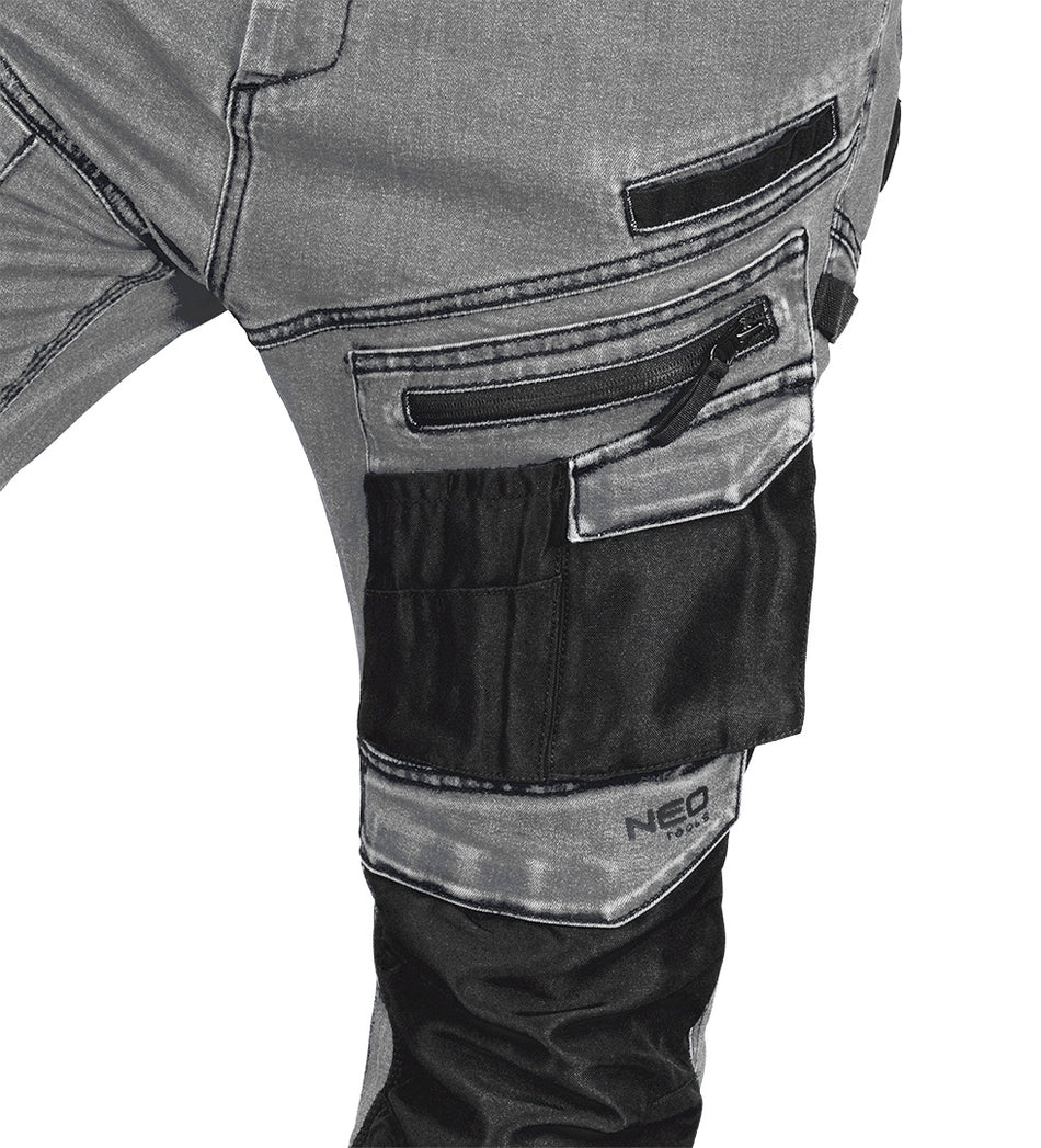 Pracovné nohavice DENIM, Oxfordská výstuž, sivé, veľkosť XS od NEO TOOLS nájdeš na naravis.sk