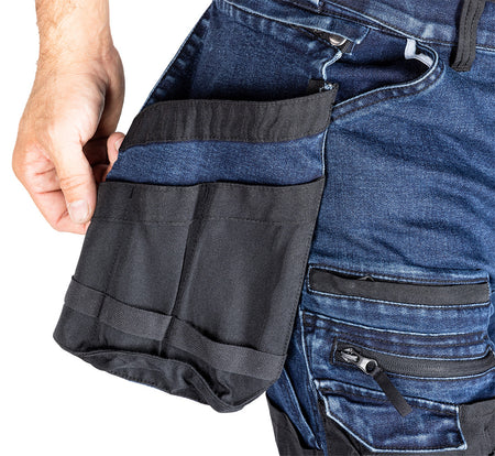 Pracovné nohavice DENIM, výstuhy Cordura, odnímateľné vrecká, námornícka modrá, veľkosť S od NEO TOOLS nájdeš na naravis.sk