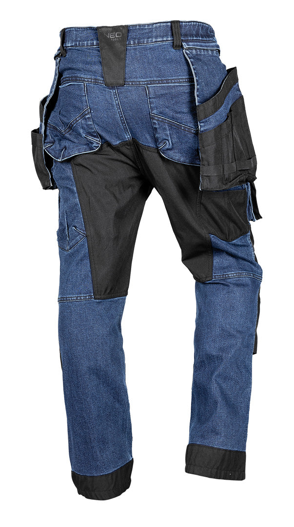 Pracovné nohavice DENIM, zosilnená Cordura, odnímateľné vrecká, námornícka modrá, veľkosť XL od NEO TOOLS nájdeš na naravis.sk