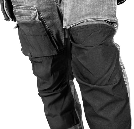 Pracovné nohavice DENIM, vystužené Cordurou, odnímateľné vrecká, sivé, veľkosť L od NEO TOOLS nájdeš na naravis.sk