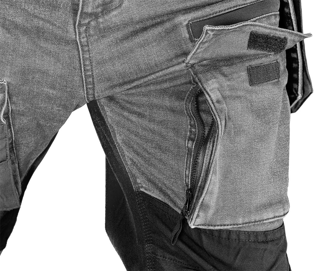 Pracovné nohavice DENIM, zosilnená Cordura, odnímateľné vrecká, sivé, veľkosť XL od NEO TOOLS nájdeš na naravis.sk