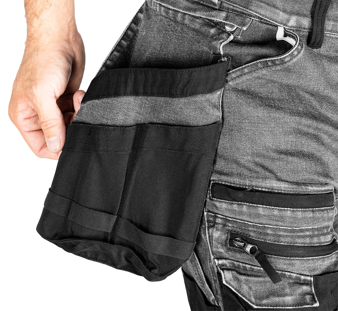 Pracovné nohavice DENIM, zosilnená Cordura, odnímateľné vrecká, sivé, veľkosť XXXL od NEO TOOLS nájdeš na naravis.sk