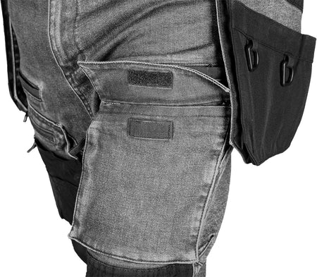 Pracovné nohavice DENIM, zosilnená Cordura, odnímateľné vrecká, sivé, veľkosť XXXL od NEO TOOLS nájdeš na naravis.sk