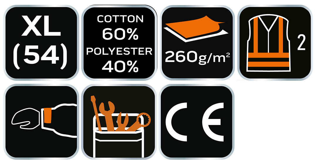 Výstražná bunda 40% polyester, 60% bavlna, 260 g/m², veľkosť XL od NEO TOOLS nájdeš na naravis.sk