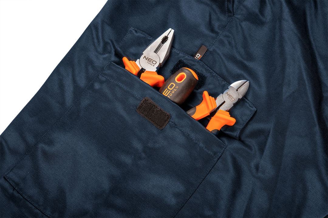 Výstražná pracovná kombinéza, tmavomodrá s reflexnými prvkami, veľkosť M od NEO TOOLS nájdeš na naravis.sk