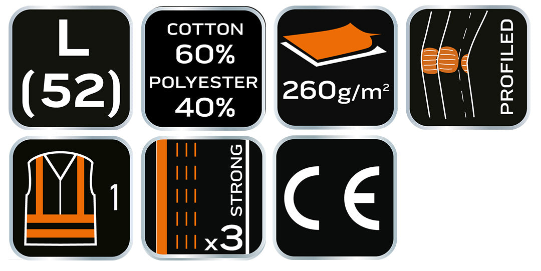 Výstražné nohavice 40% polyester, 60% bavlna, 260 g/m², veľkosť L od NEO TOOLS nájdeš na naravis.sk