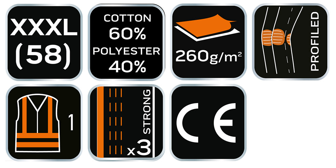 Výstražné nohavice 40% polyester, 60% bavlna, 260 g/m², veľkosť XXXL od NEO TOOLS nájdeš na naravis.sk