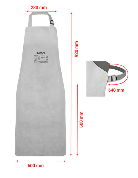 Kožená zváračská zástera 60 x 90 cm od NEO TOOLS nájdeš na naravis.sk