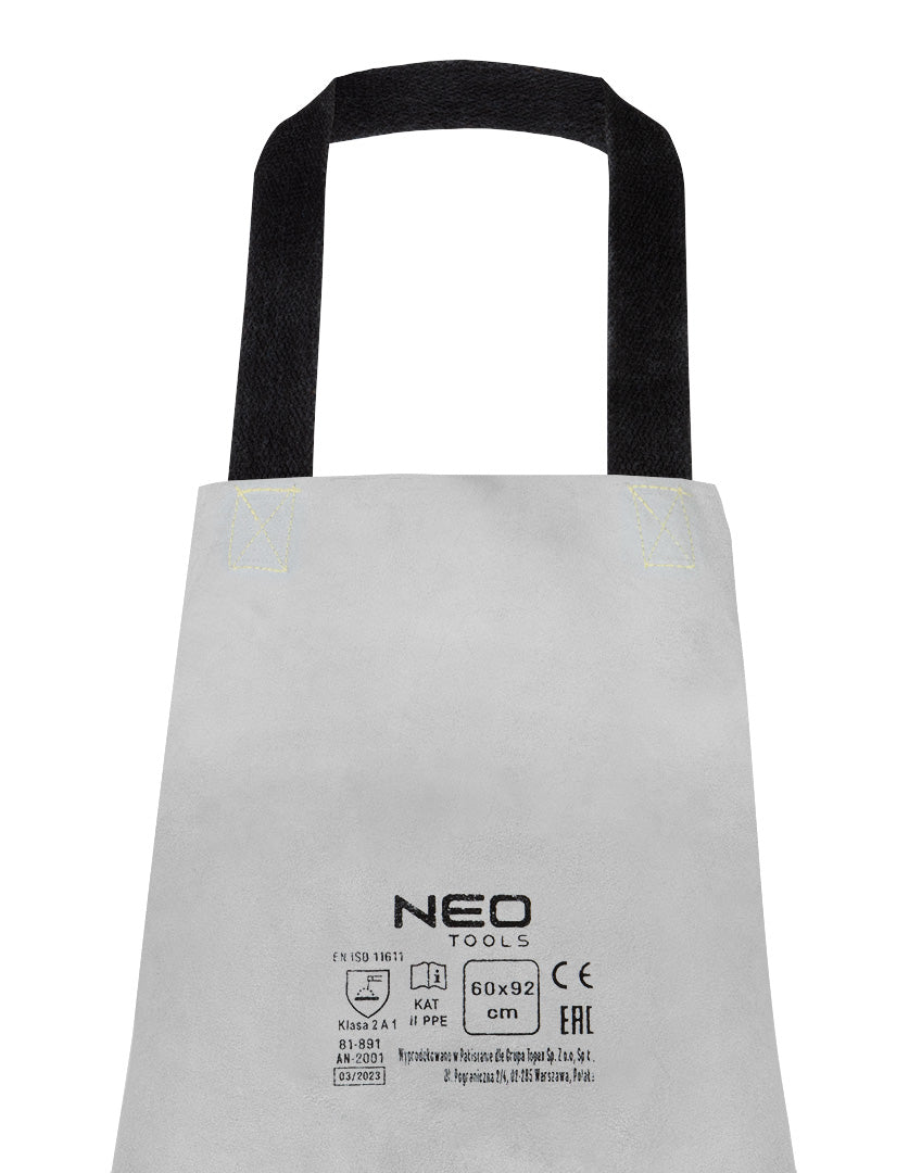 Kožená zváračská zástera 60 x 90 cm, bavlnené pásy od NEO TOOLS nájdeš na naravis.sk