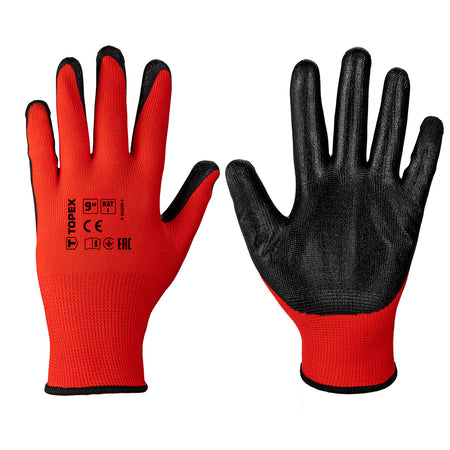 Pracovné rukavice, polyester s latexovým povlakom (hladké), kat. 1, veľkosť 9 od TOPEX nájdeš na naravis.sk