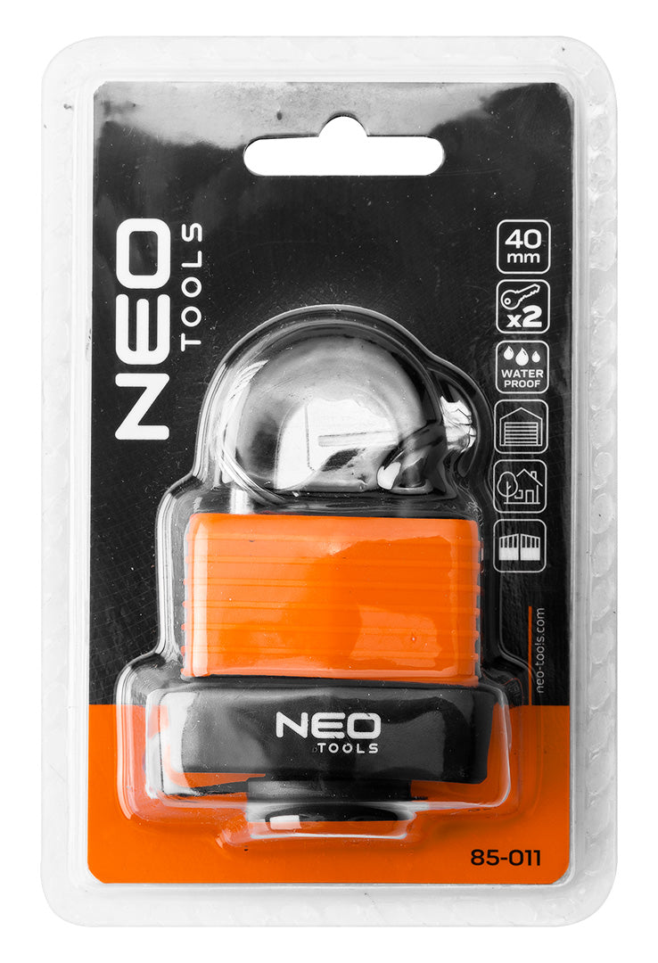 Vodotesný visiaci zámok, laminovaný gumový kryt. 40 mm od NEO TOOLS nájdeš na naravis.sk