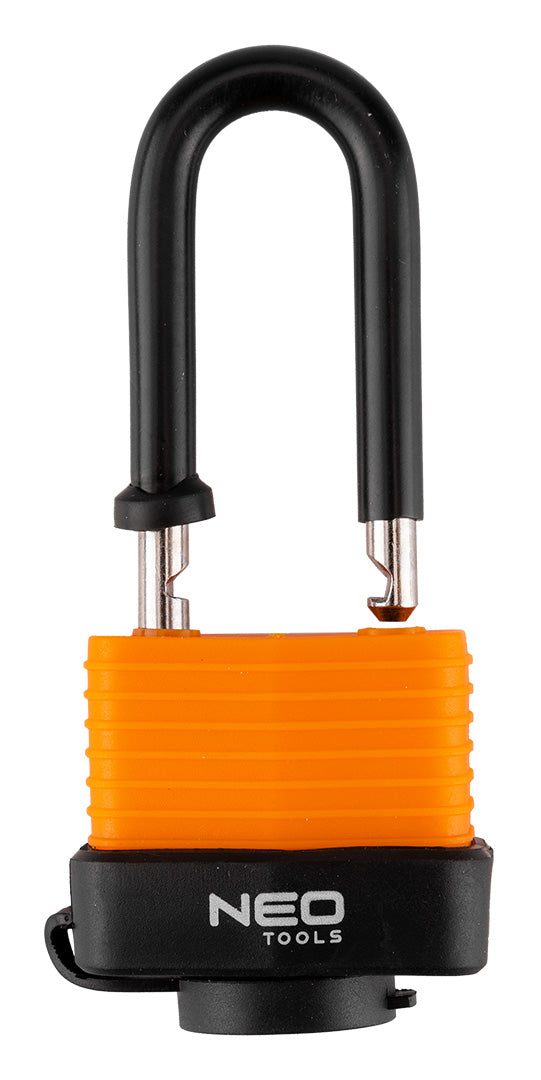 Dlhý vodotesný laminovaný gumový kryt visiaceho zámku. 40 mm od NEO TOOLS nájdeš na naravis.sk
