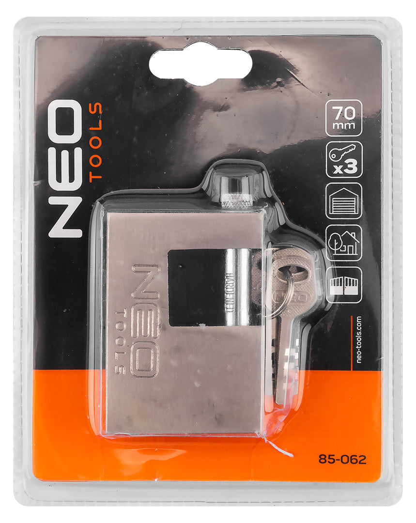 Visiaci zámok 70 mm, 3 kľúče od NEO TOOLS nájdeš na naravis.sk