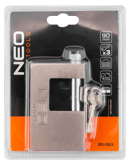 Visiaci zámok 90 mm, 3 kľúče od NEO TOOLS nájdeš na naravis.sk