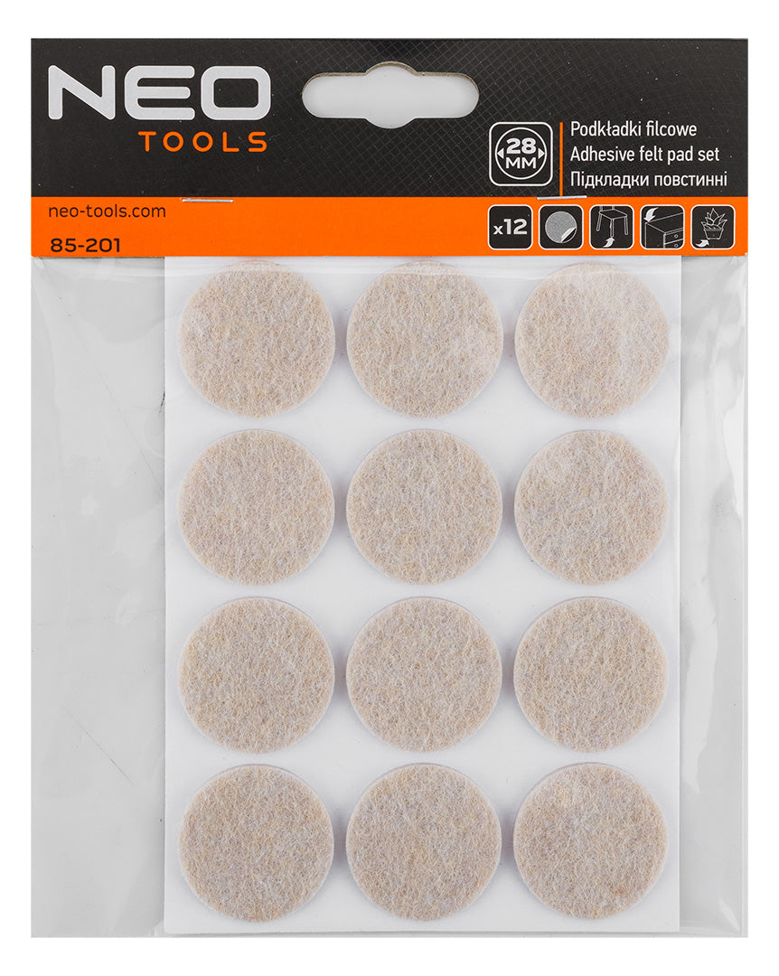 Samolepiace okrúhle plstené podložky, svetlohnedé 28 mm, 12 ks. od NEO TOOLS nájdeš na naravis.sk