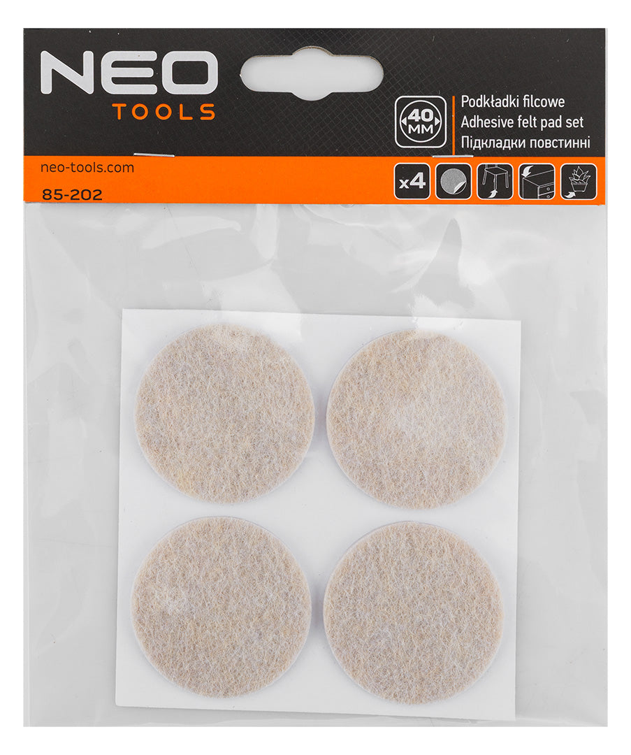 Samolepiace okrúhle plstené podložky, svetlohnedé 40 mm, 4 ks. od NEO TOOLS nájdeš na naravis.sk