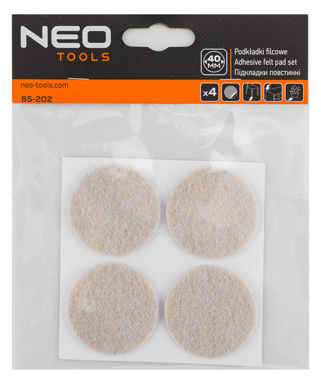 Samolepiace okrúhle plstené podložky, svetlohnedé 40 mm, 4 ks. od NEO TOOLS nájdeš na naravis.sk