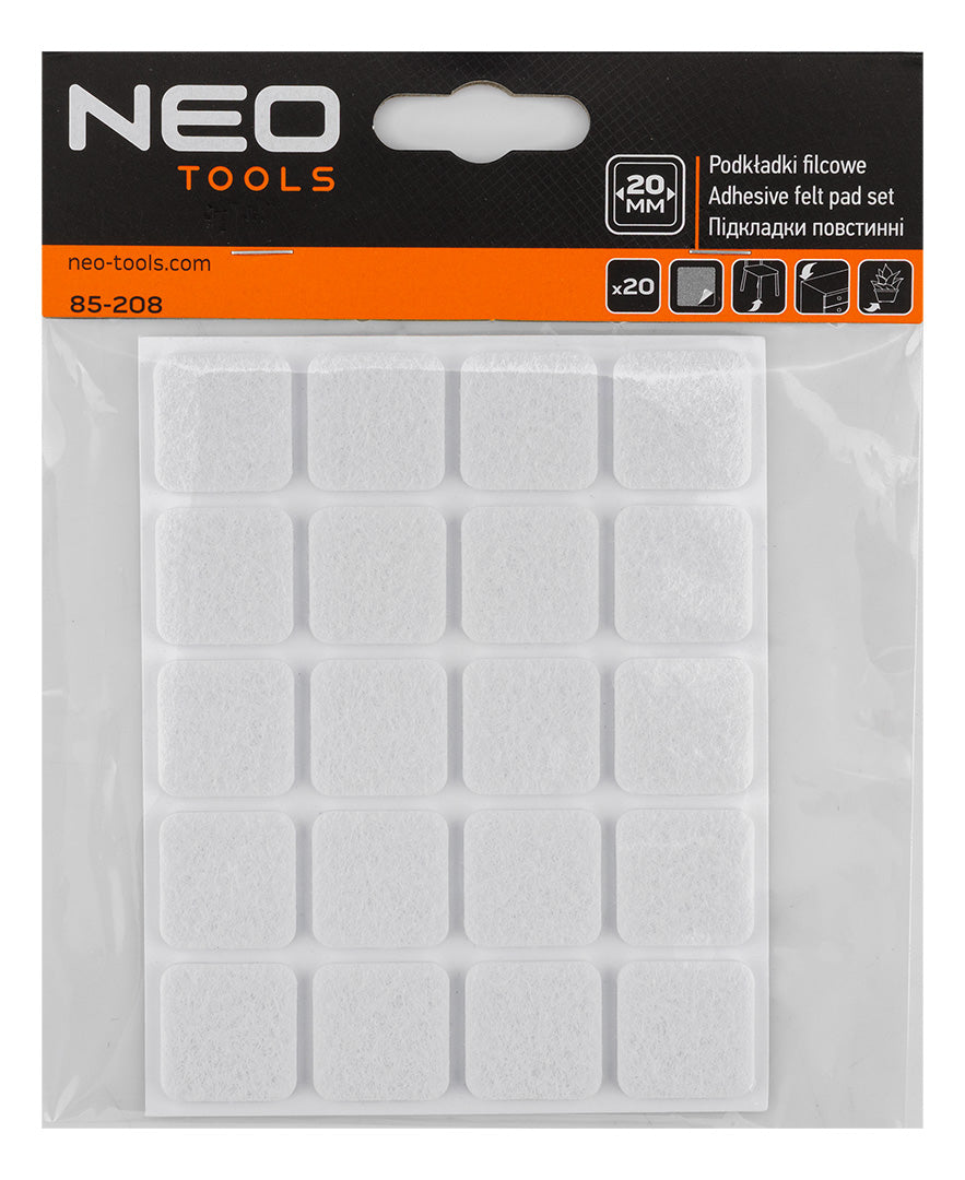 Samolepiace plstené podložky, biele 20x20 mm, 20 ks. od NEO TOOLS nájdeš na naravis.sk