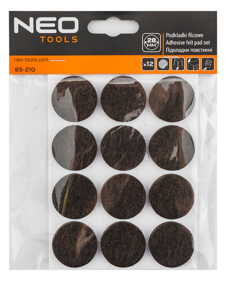 Samolepiace okrúhle plstené podložky, tmavohnedé 28 mm, 12 ks. od NEO TOOLS nájdeš na naravis.sk