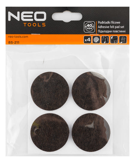 Samolepiace okrúhle plstené podložky, tmavohnedé 40 mm, 4 ks. od NEO TOOLS nájdeš na naravis.sk