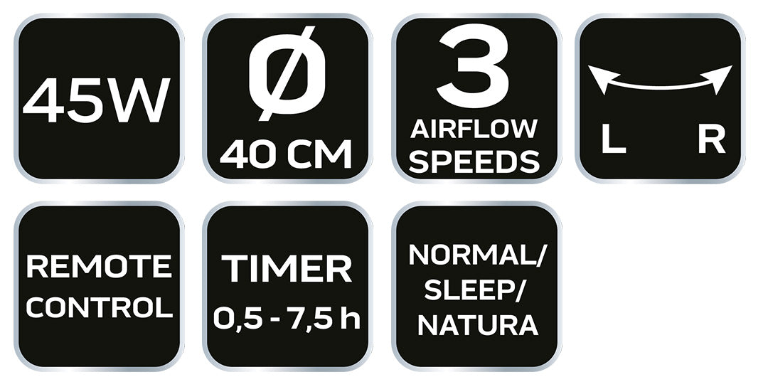 Podlahový ventilátor 45W, priemer. 40 cm, 3 rýchlosti, oscilácia, diaľkové ovládanie od NEO TOOLS nájdeš na naravis.sk