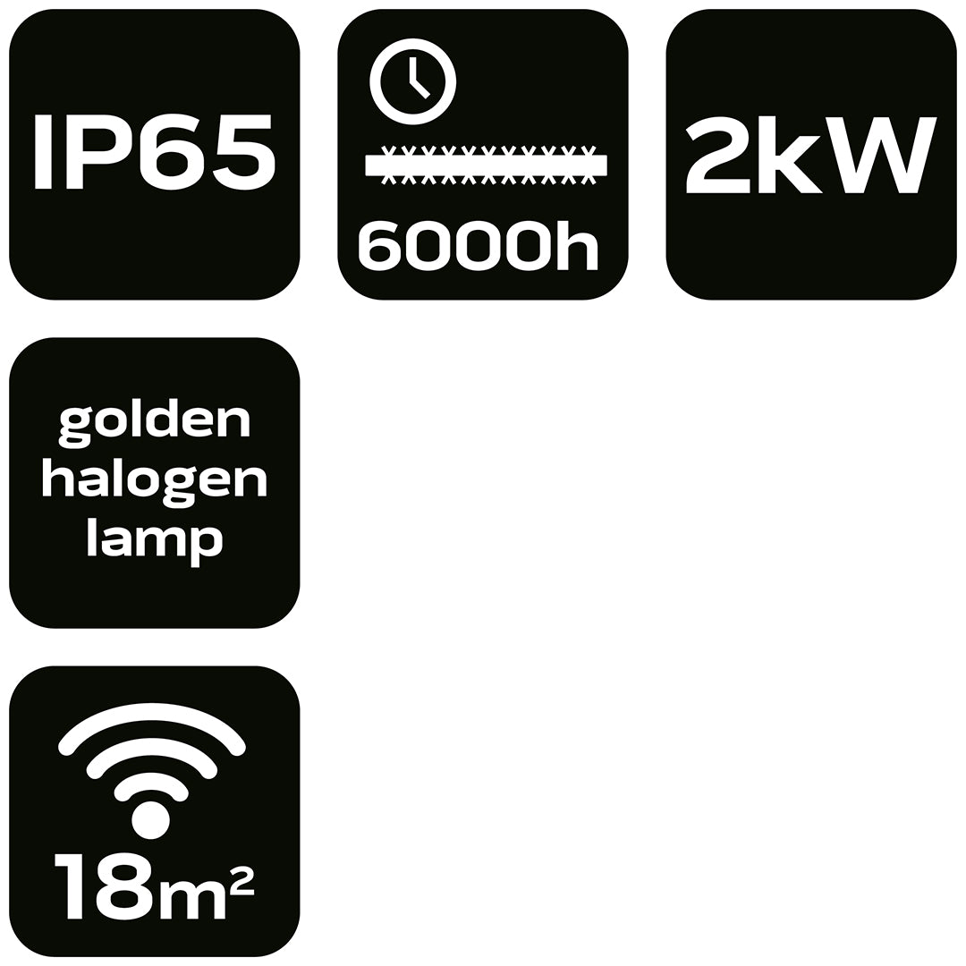 Sálavý ohrievač 2000W, IP55, vykurovacie teleso zlatá halogénová lampa od NEO TOOLS nájdeš na naravis.sk