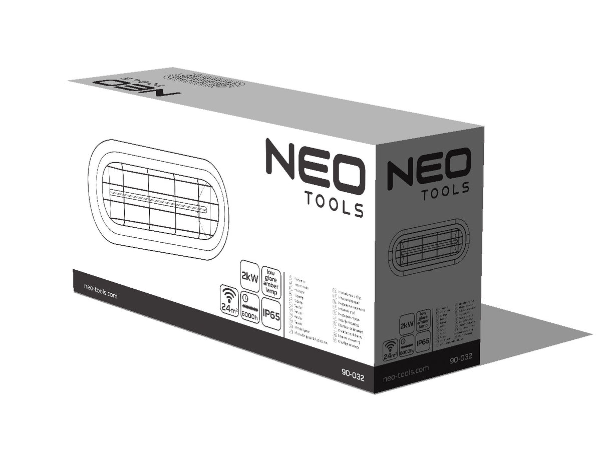 Sálavé vykurovacie teleso 2000 W, IP65, nízko oslňujúce jantárové výhrevné teleso od NEO TOOLS nájdeš na naravis.sk