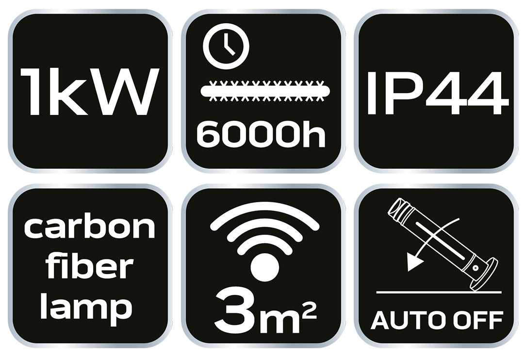Sálavé vykurovacie teleso 1000 W, stojace, IP44, výhrevné teleso s karbónovou lampou od NEO TOOLS nájdeš na naravis.sk