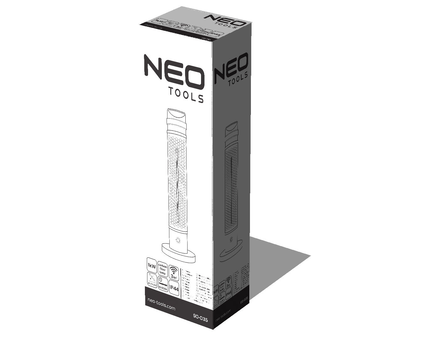 Sálavé vykurovacie teleso 1000 W, stojace, IP44, výhrevné teleso s karbónovou lampou od NEO TOOLS nájdeš na naravis.sk