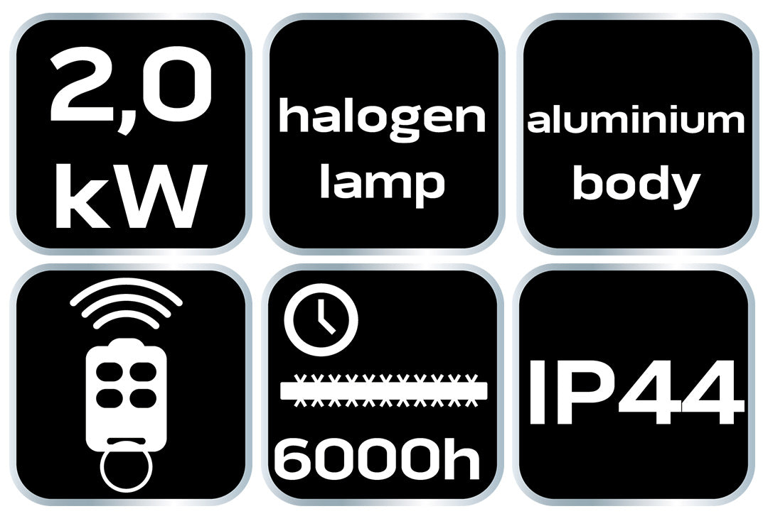 Stropný radiátor 2000W, hliník, s pilotom, spínač, halogénové žiarovkové vykurovacie teleso od NEO TOOLS nájdeš na naravis.sk