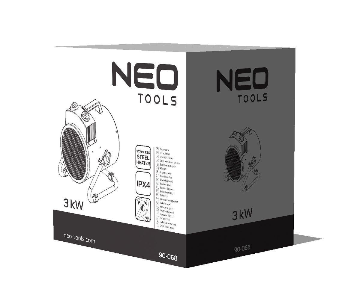 Elektrický ohrievač 3kW priemyselný, nastaviteľný, IPX4 od NEO TOOLS nájdeš na naravis.sk