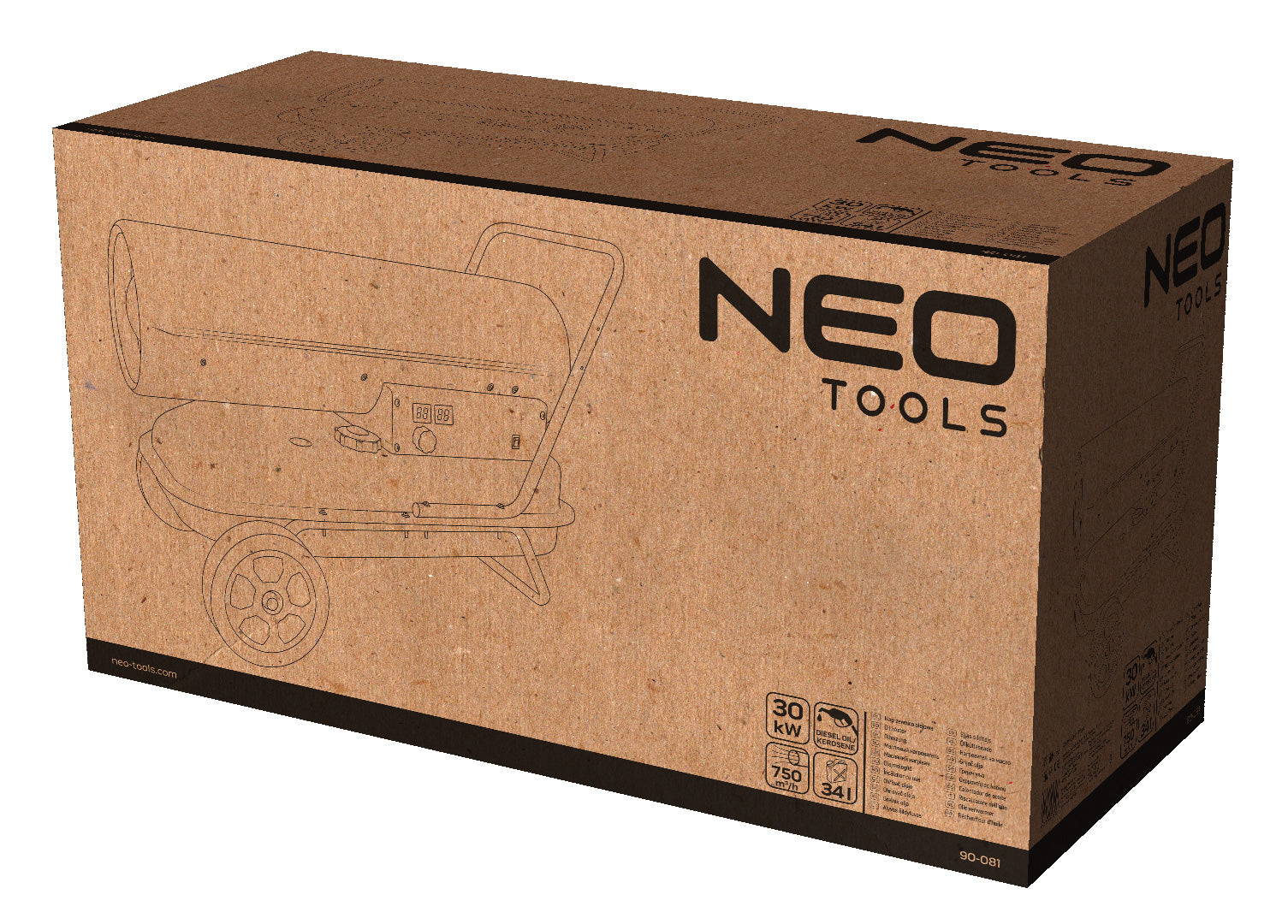 Olejový ohrievač 30kW, nádrž 38l, kolesá od NEO TOOLS nájdeš na naravis.sk