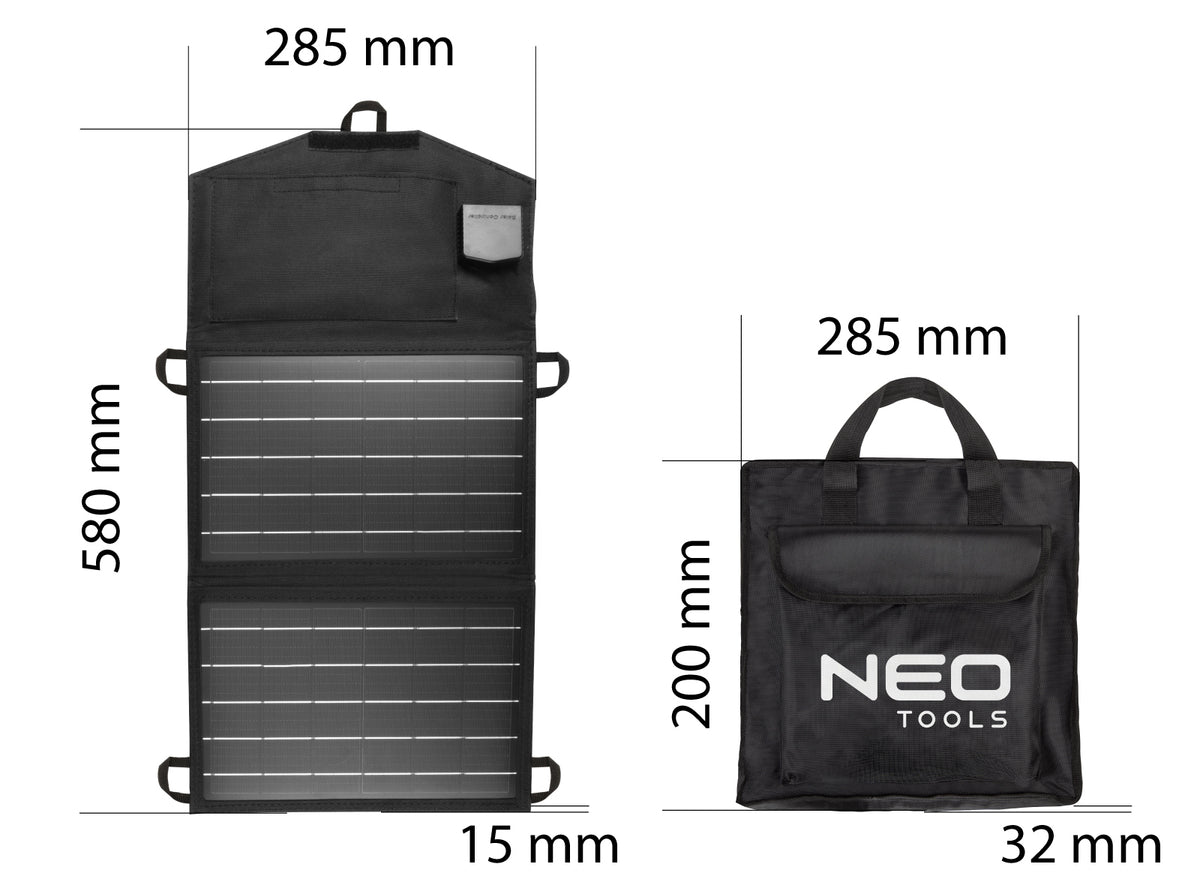 Solárna nabíjačka, solárny panel 15 W, solárna nabíjačka od NEO TOOLS nájdeš na naravis.sk